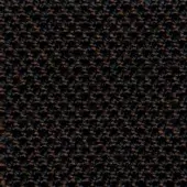 Black woven fabric texture, Steelcut Trio col. 395, features dense knots and loops with earthy brown flecks, a matte, nubby weave.